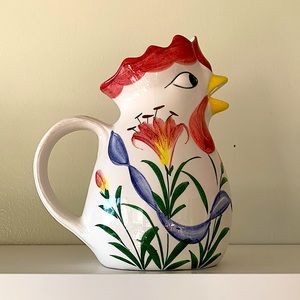 Vintage Chicken Ceramic Pitcher Made in Italy